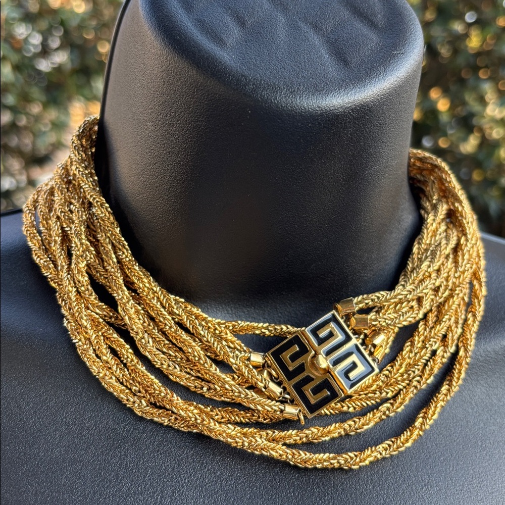 Givenchy Vintage Long Elegant Gold and Black Necklace Belt